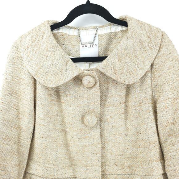 Walter Baker Y2k Retro 60S Tweed Metalic Crop Swing Jacket Poof Crop Sleeve 8 - Picture 2 of 16